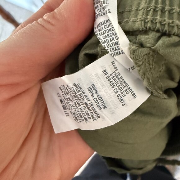 Aerie Army Green Baggy Cargo Pants Size Large Elastic Waist Drawstring Wide Leg - Picture 10 of 11
